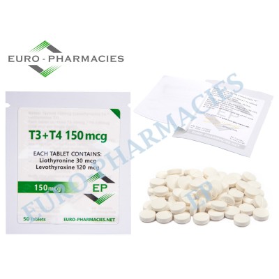 T3+T4 - ( T3-30mcg + T4-120mcg) -150mcg/tab, 50 pills/bag - Euro-Pharmacies - USA