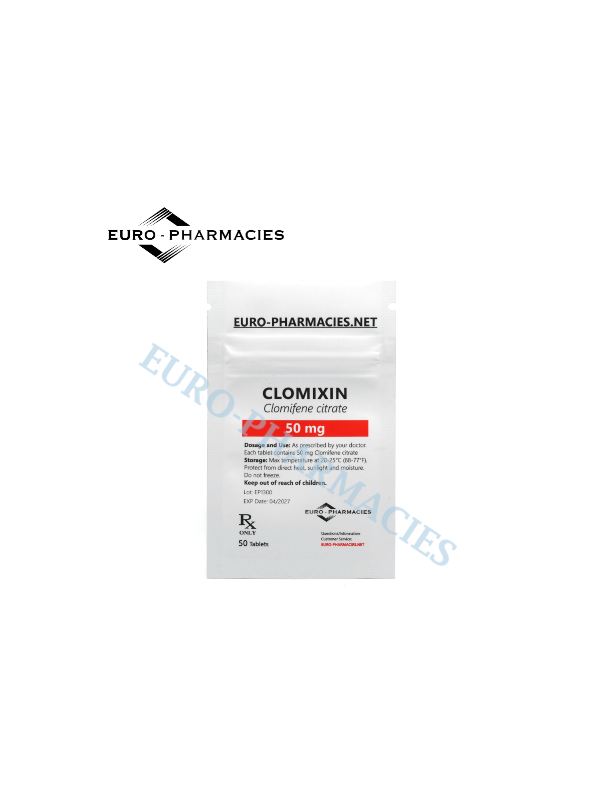 Clomixin (Clomid ) - 50mg/tab, 50 pills/bag - Euro-Pharmacies