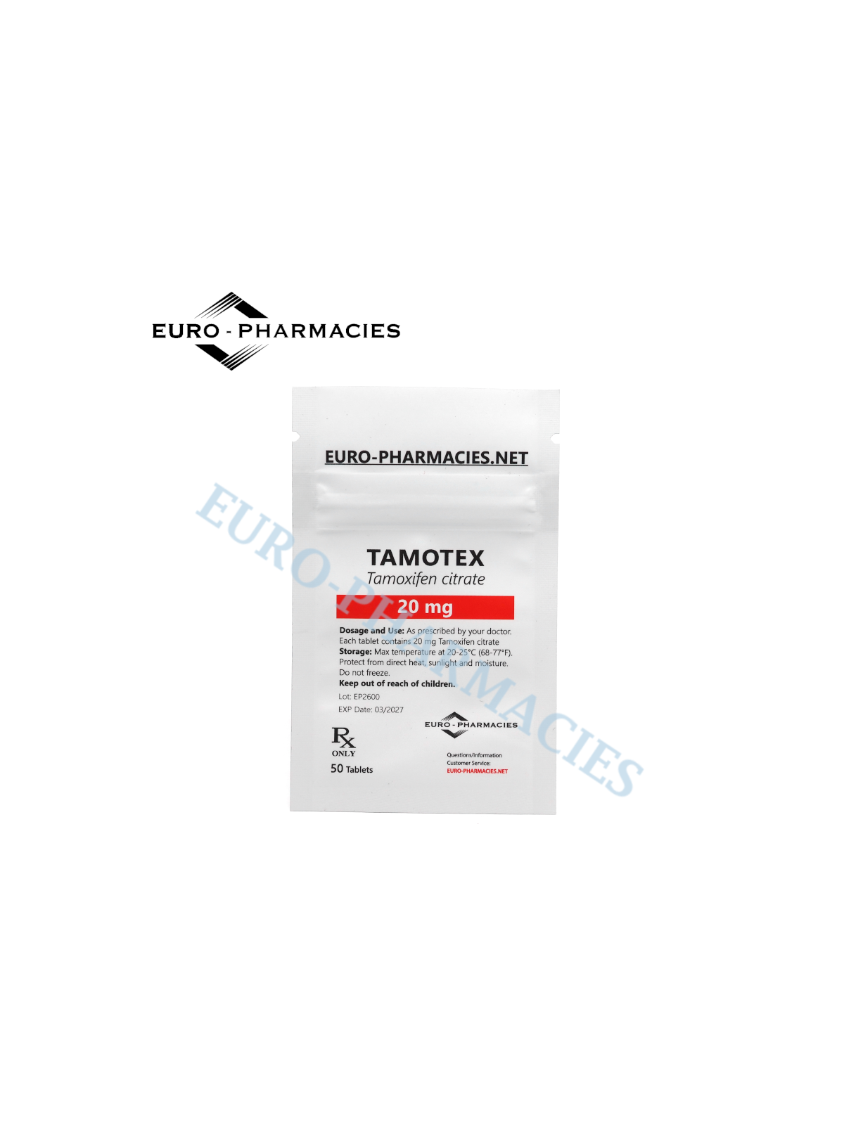 Tamotex (Tamoxifen) - 20mg/tab, 50 pills/bag - Euro-Pharmacies