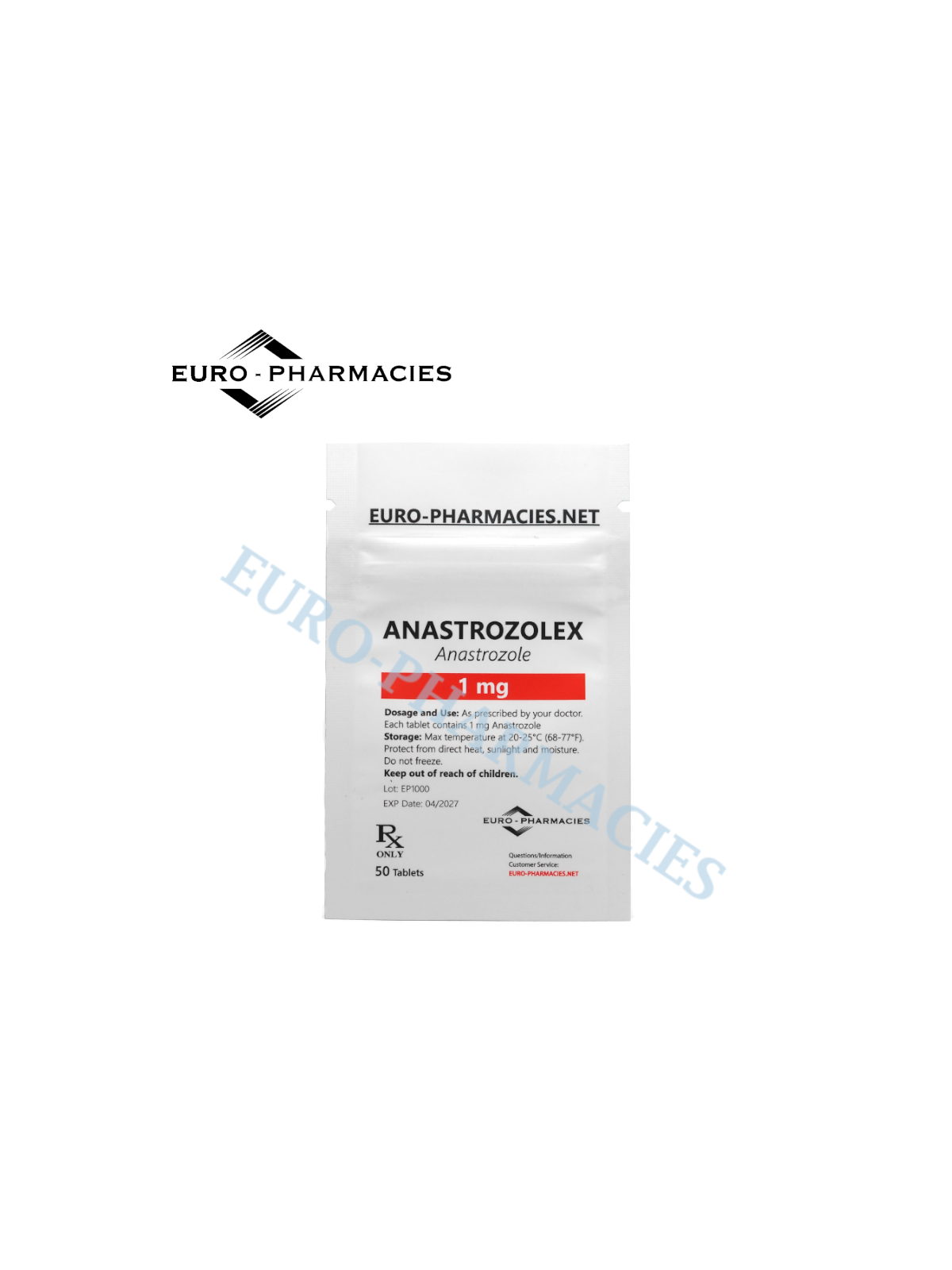 Anastrozolex (Arimidex) 1mg/tab, 50 pills/bag - Euro-Pharmacies - USA